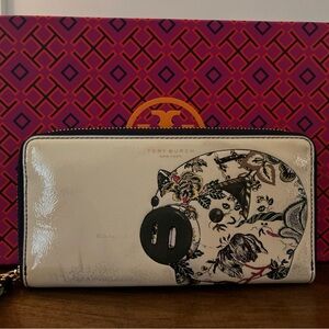 Tory Burch Cream Floral Pig Wallet